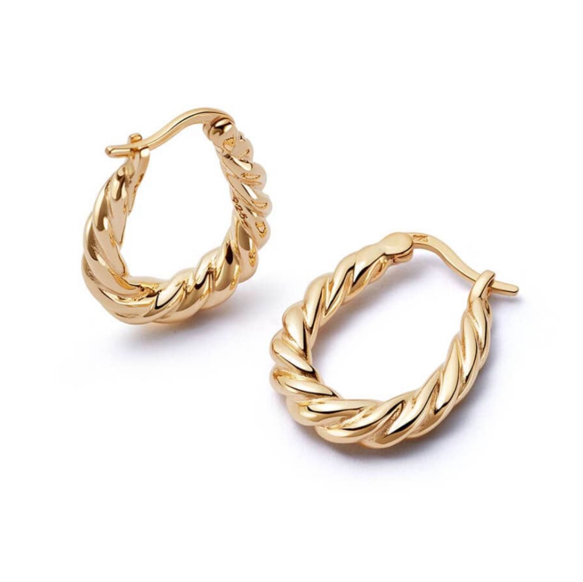 Picture of Stacked Rope Creole Hoop Earrings 18Ct Gold Plate