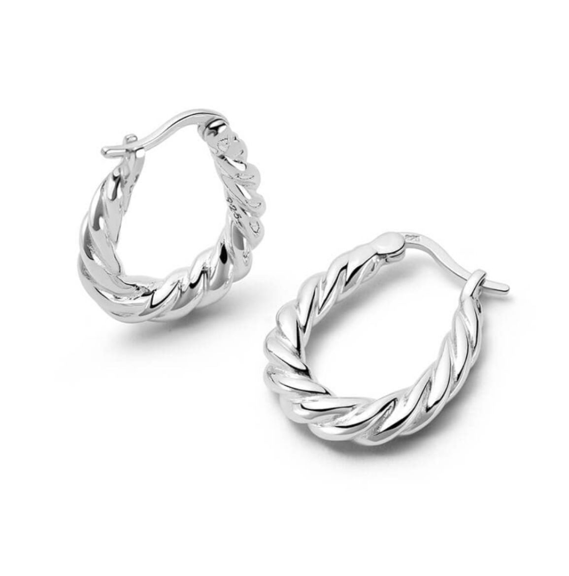 Picture of Stacked Rope Creole Hoop Earrings Sterling Silver