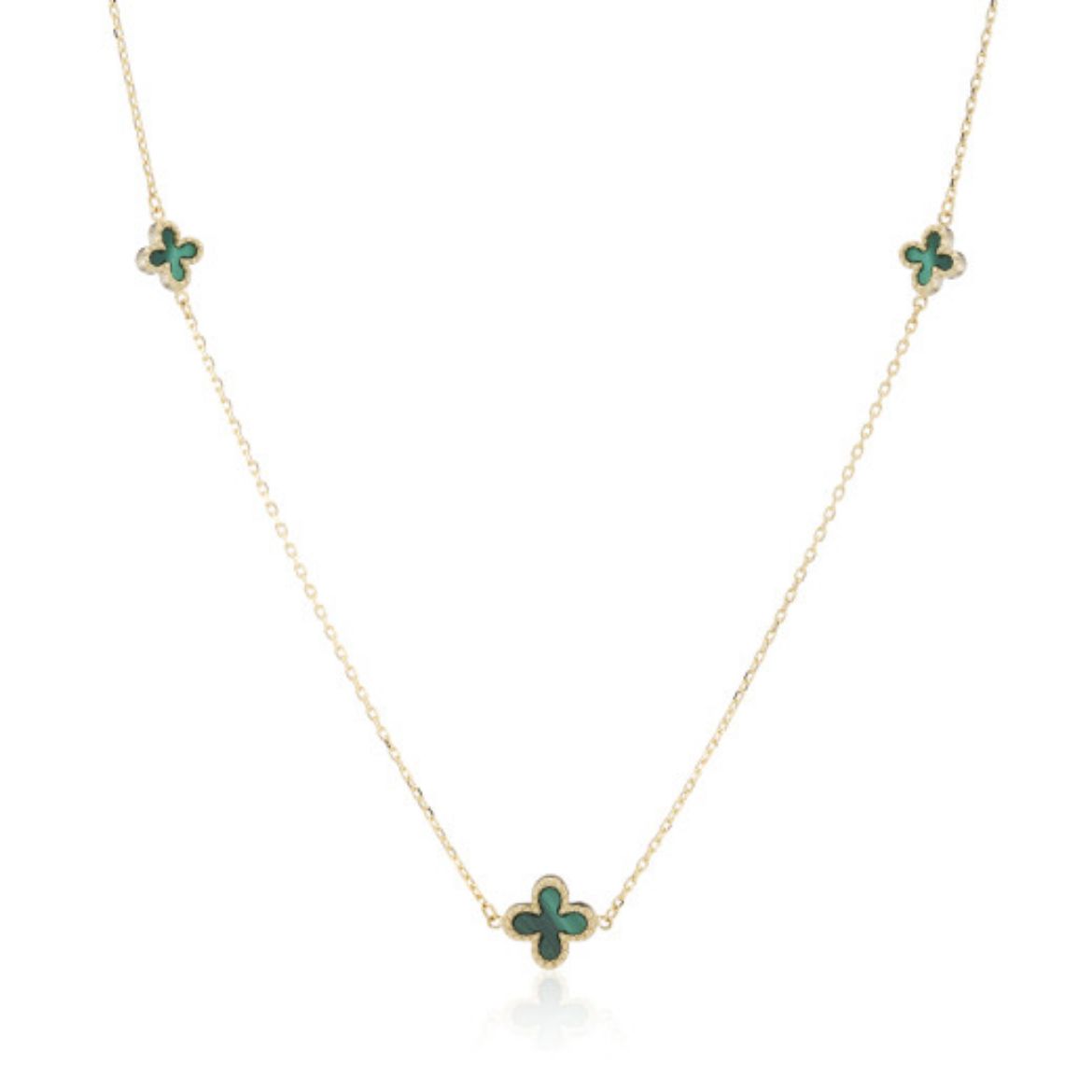 Picture of 9ct Yellow Gold Malachite Flower Ne