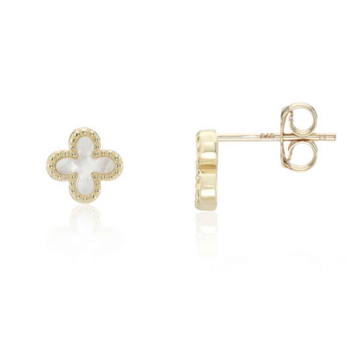 Picture of 9ct Yellow Gold Mother of Pearl Flower Stud Earrings