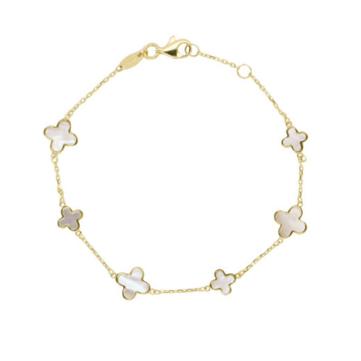 Picture of 9ct Yellow Gold Mother of Pearl Flower Bracelet