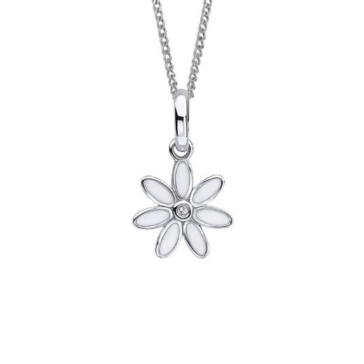 Picture of Daisy Flower Pendant with Enamel and Diamond