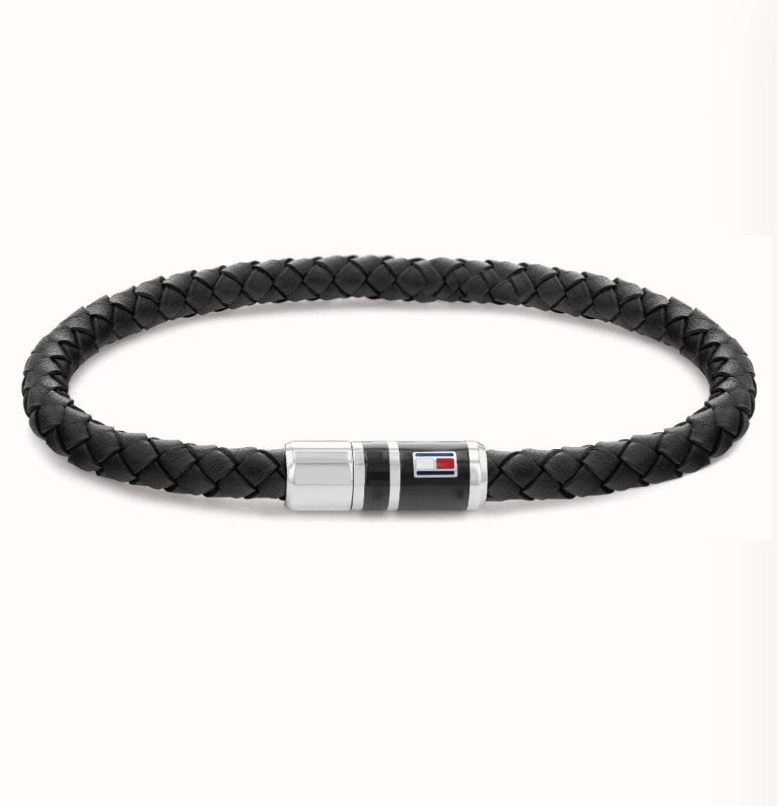 Picture of Black Braided Leather Bracelet with Magnetic Clasp 