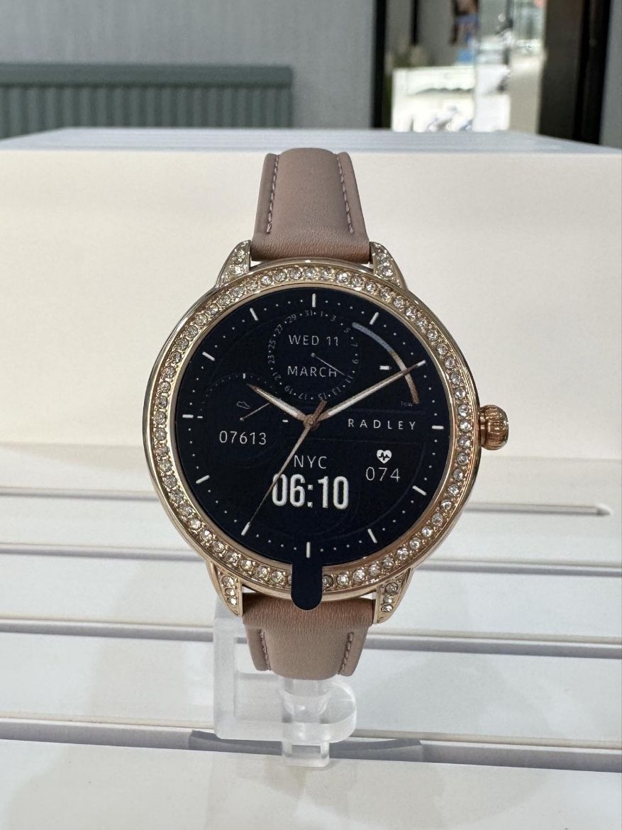 Rue 5 Jewellers. Series 33 Smart Watch with Pink Leather Strap and Stone Set Case