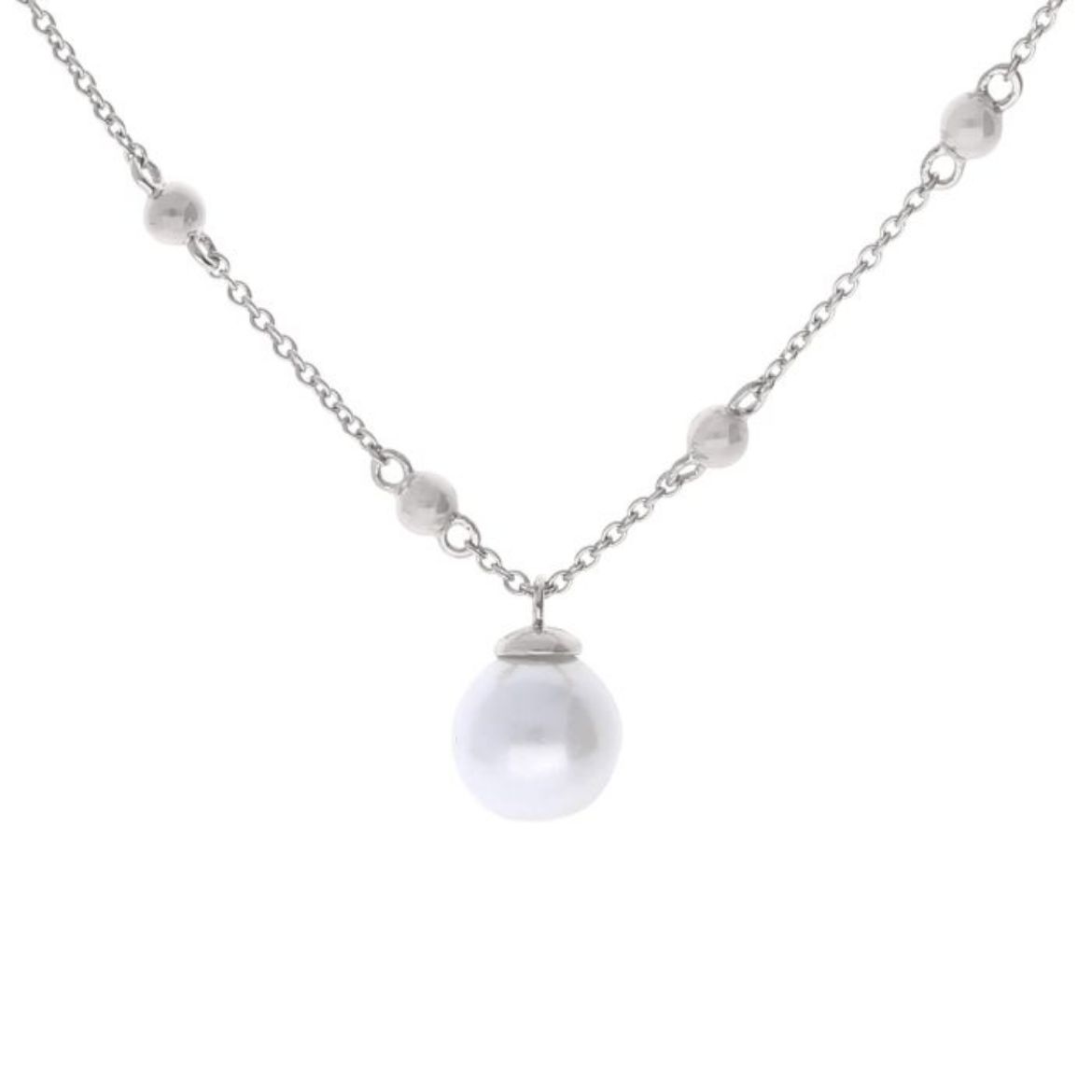 Picture of Station Necklace with Shell Pearl in Silver 