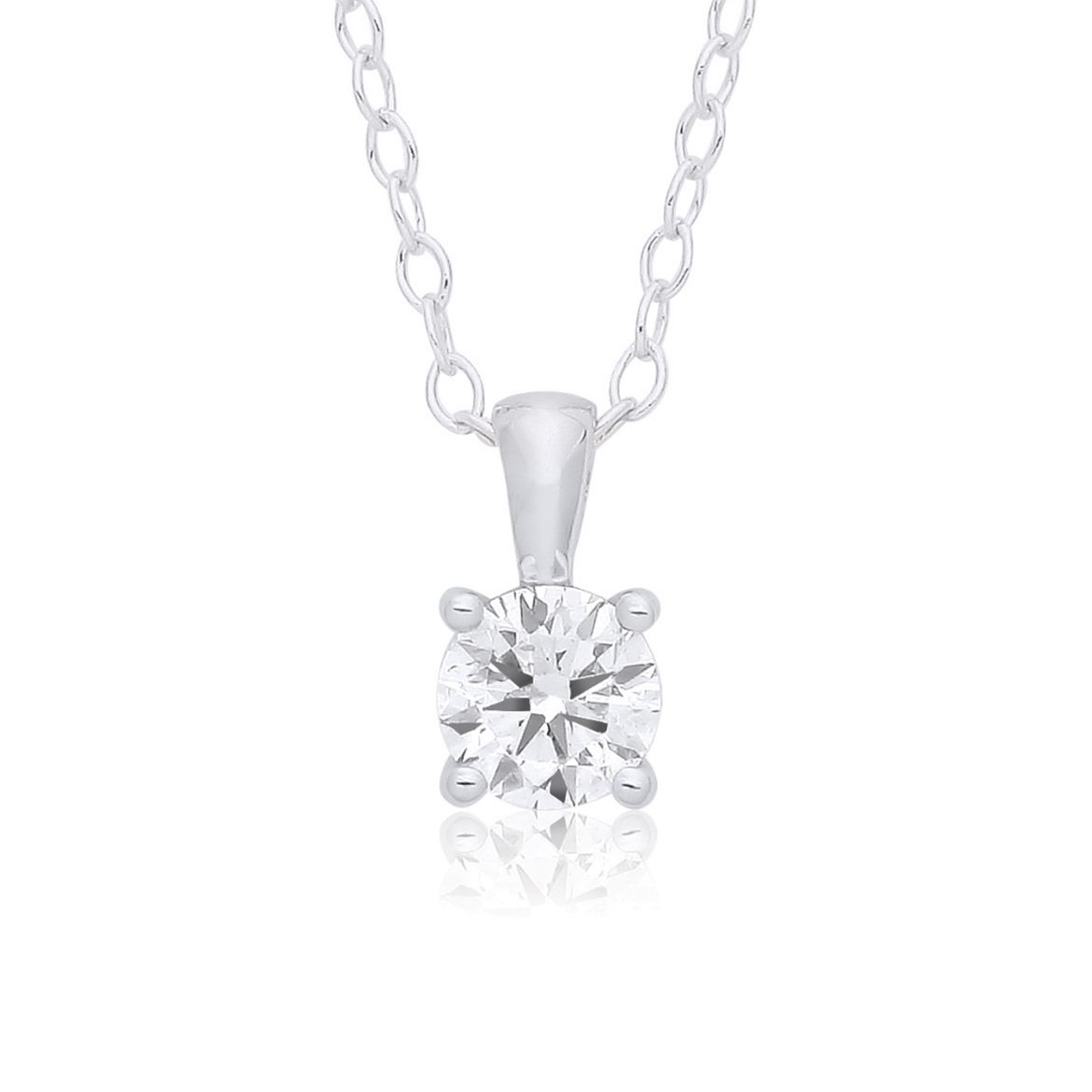 Picture of 9ct White Gold Claw Set Diamond Necklace