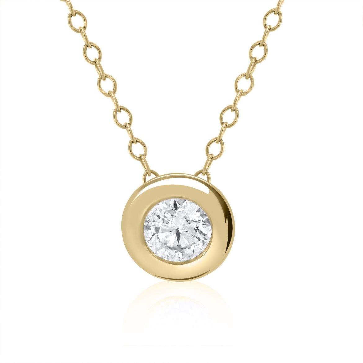 Picture of 9ct Yellow Gold Bezel Set Diamond Necklace