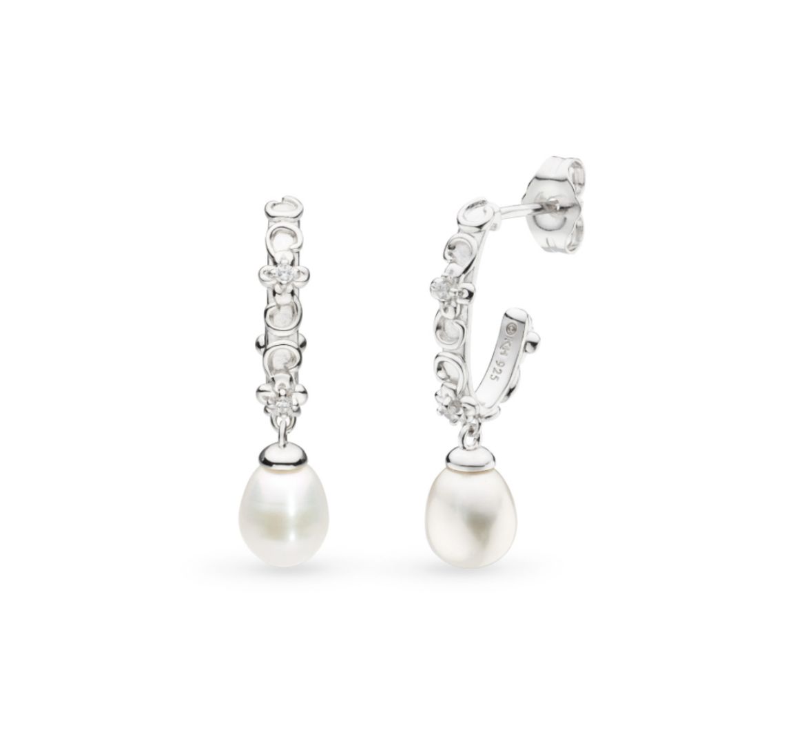 Picture of Blossom Flyte Honey Flower Pearl Oval Hoop Earrings