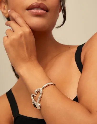 Picture of One Love Nailed Heart Silver Bangle