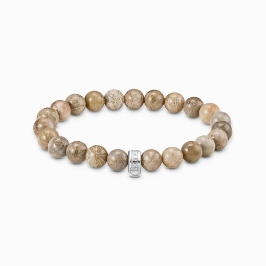 Picture of Silver Charm Bracelet with Daisy Jasper Beads