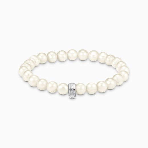 Picture of Freshwater Pearl and Silver Charm Bracelet 