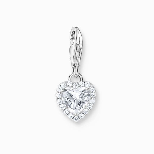 Picture of Silver White Heart Charm 