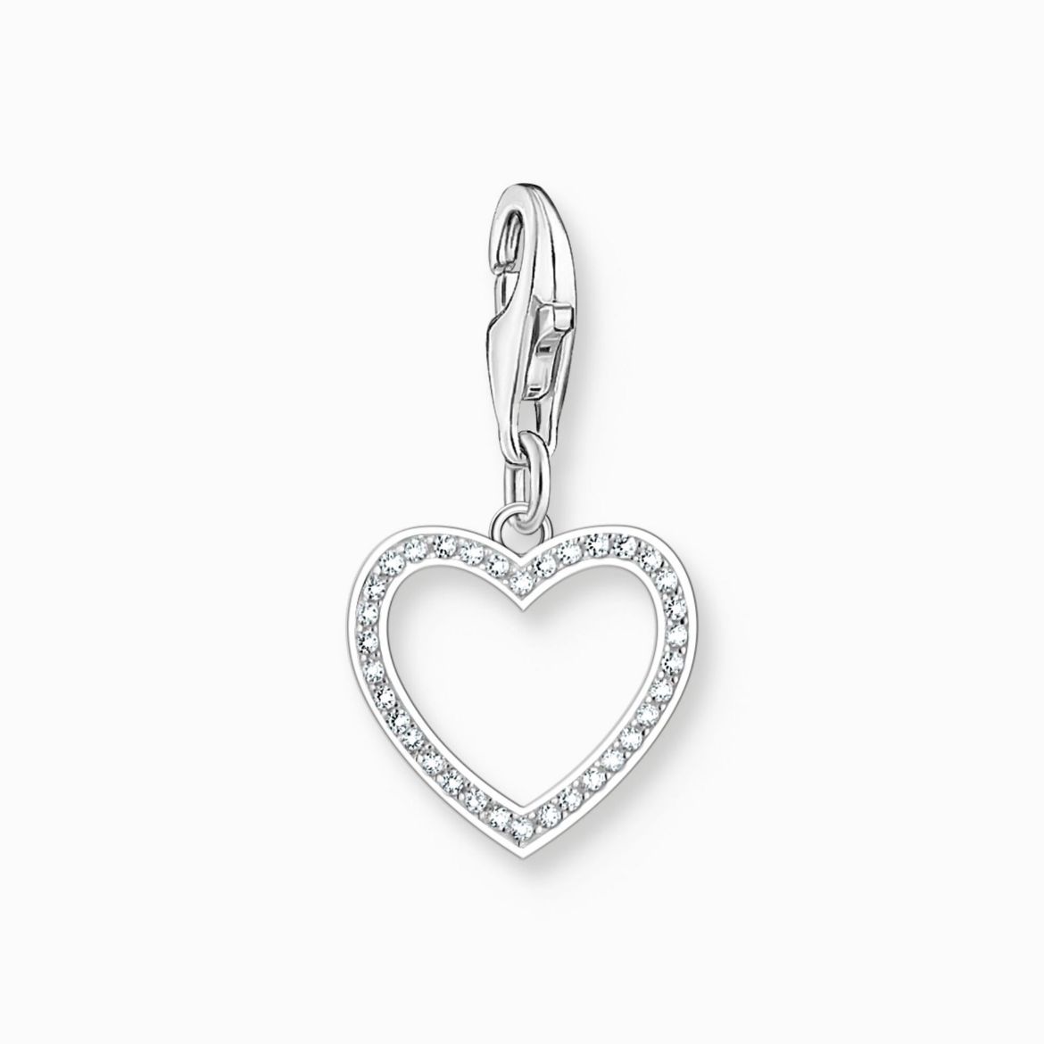 Picture of Silver Heart Charm with White Stones