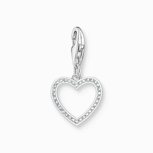 Picture of Silver Heart Charm with White Stones