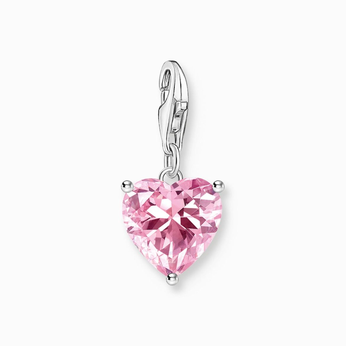 Picture of Silver Heart Charm with Pink Stone