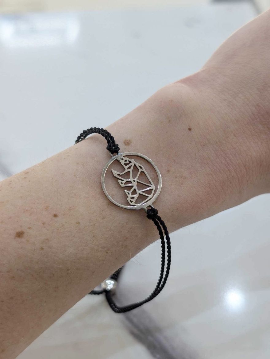 Picture of Black Rope and Silver Polar Bear Toggle Bracelet