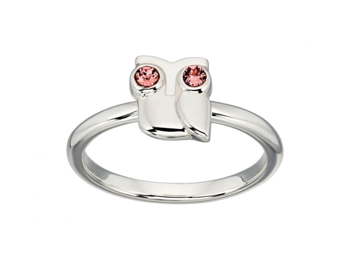 Picture of Pink Swarovski Sterling Silver Owl Ring