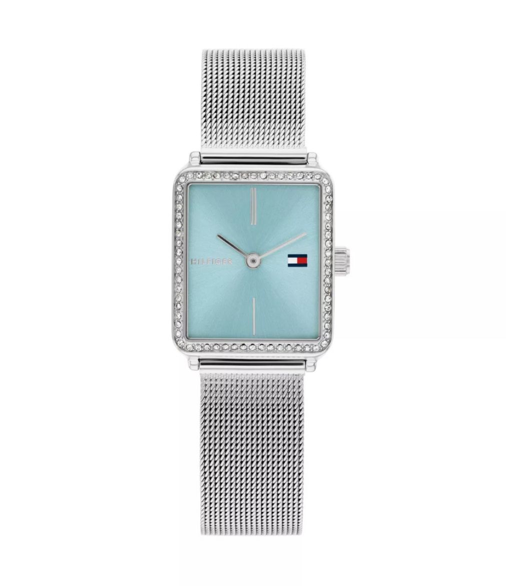 Picture of Tea Crystal Ice Blue Watch with Silver Mesh Strap