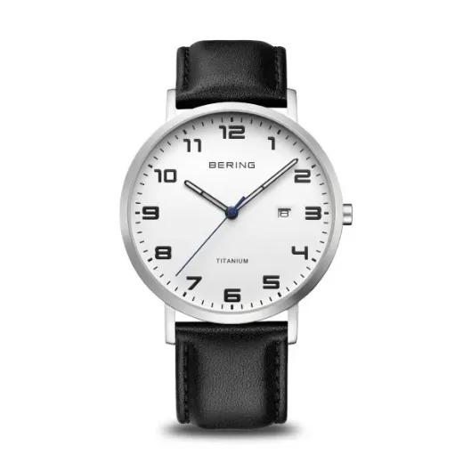 Picture of Numbered Black Leather Strap Watch 