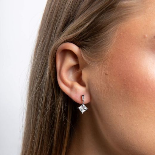 Picture of  Princess Cut Drop Earrings