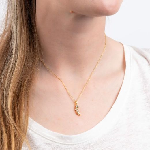Picture of Cluster Zirconia Drop Pendant Gold 