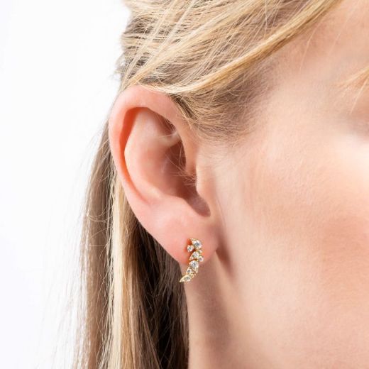 Picture of Cluster Zirconia Drop Earrings Gold 