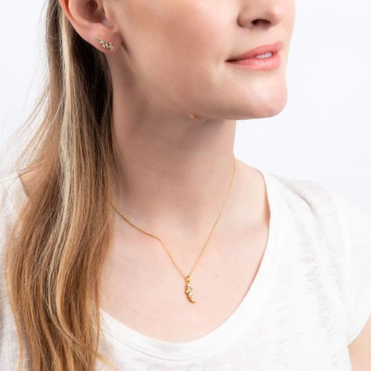 Picture of Cluster Zirconia Drop Earrings Gold 