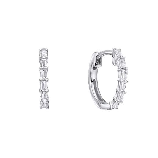 Picture of Baguette Zirconia Hoop Earrings 