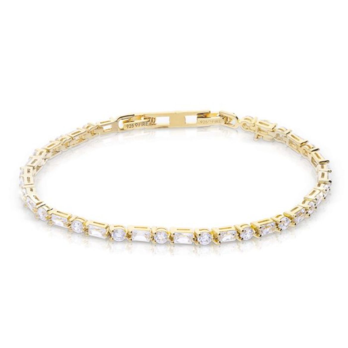 Picture of Baguette and Round Zirconia Bracelet Gold 