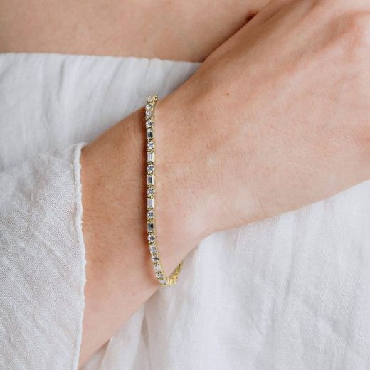 Picture of Baguette and Round Zirconia Bracelet Gold 