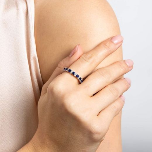Picture of Diamonfire Sapphire Two Tone Zirconia 3/4 Eternity Ring