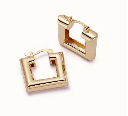 Picture of Polly Sayer Chubby Square 18ct Gold Plated Hoop Earrings