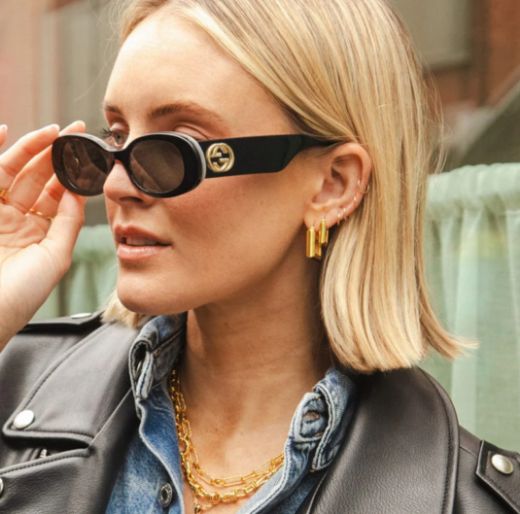 Picture of Polly Sayer Chubby Square 18ct Gold Plated Hoop Earrings