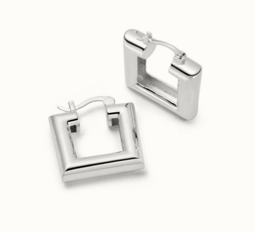 Picture of Polly Sayer Chubby Square Silver Hoop Earrings