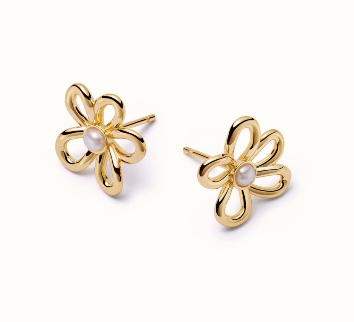 Picture of Daisy Bow 18ct Gold Plated Stud Earrings