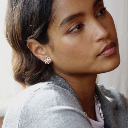 Picture of Daisy Bow Silver Stud Earrings