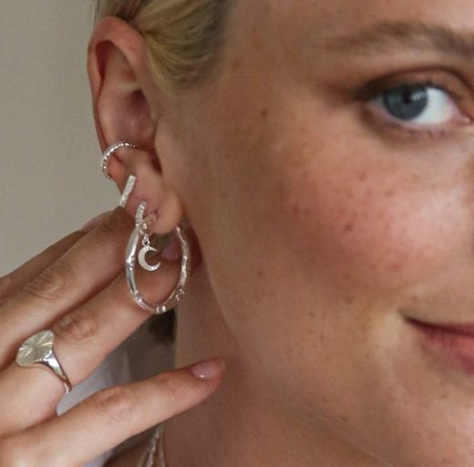 Picture of Estée Lalonde Goddess Glow Silver Hoop Earrings