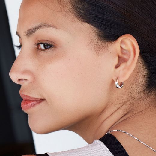 Picture of Bevel Cirque Small Hinged Huggie Hoop Earrings