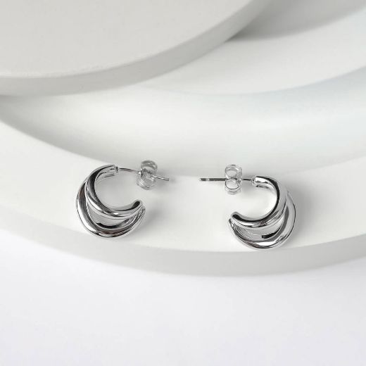 Picture of Bevel Cirque Link Twin Hoop Earrings