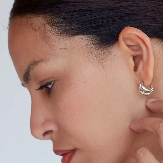 Picture of Bevel Cirque Link Twin Hoop Earrings