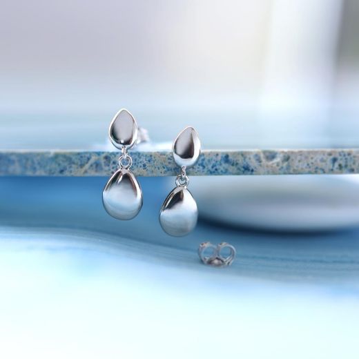 Picture of Pebble Twin Droplet Drop Earrings