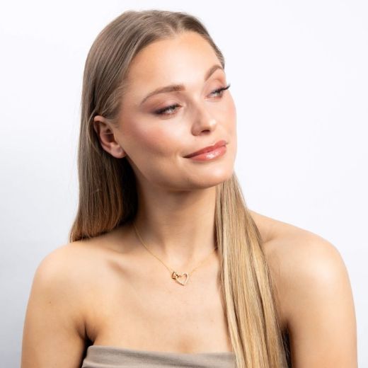 Picture of Linked Double Heart Necklace in Gold 